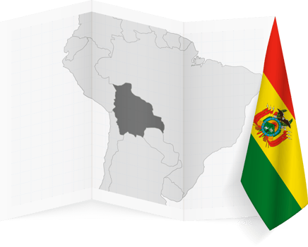 Bolivia grayscale map and hanging flag. png