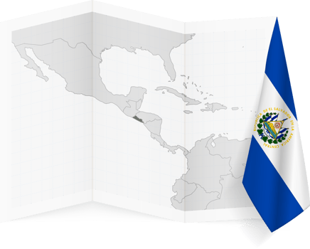El Salvador grayscale map and hanging flag. png