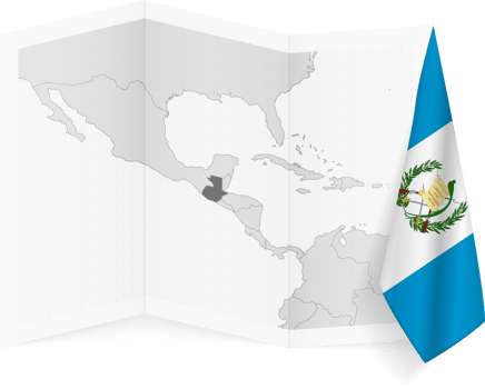 Guatemala grayscale map and hanging flag. png