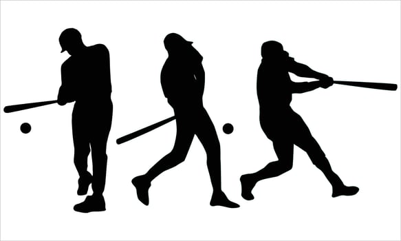 Baseball players silhouettes Illustration vector