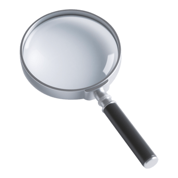 Close-up of a magnifying glass on a transparent background. png