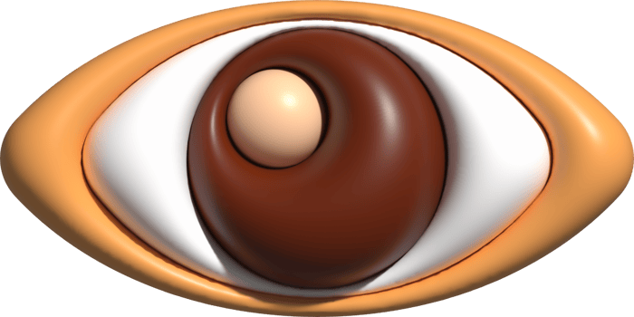 3D brown eyes, eyeball, look symbol for emoji icon png
