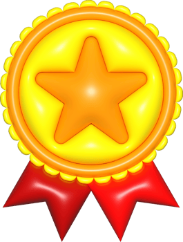 star medal 3d sign, yellow orange emblem icon, certificate element, badge symbol png