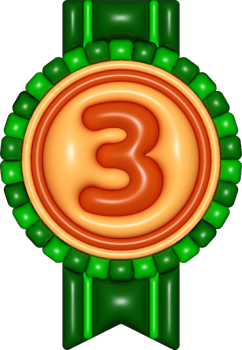 medal 3d sign, number 3 emblem copper brown for icon, certificate element, badge symbols png