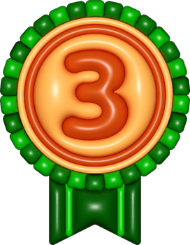 medal 3d sign, number 3 emblem copper brown for icons, certificate element, badge symbols png
