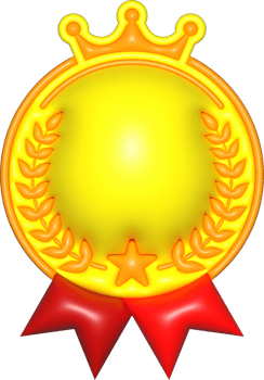 yellow gold medal 3d sign, template emblem icon, certificate element, badge symbol png