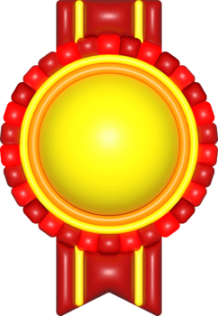 yellow red medal 3d sign, template emblem icon, certificate element, badge symbol png