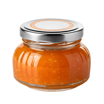 Glass jar of natural homemade apricot jam isolated on the transparent background png