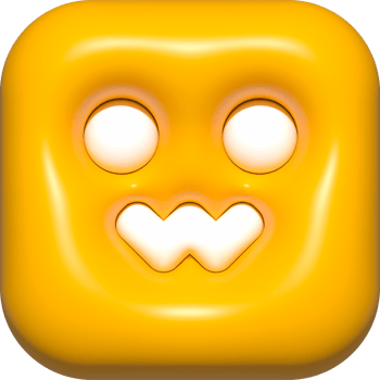 emoji face 3d icon, emoji square face shape png