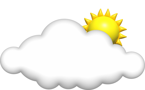 3d cloud with sun icon, cloud for clip art png