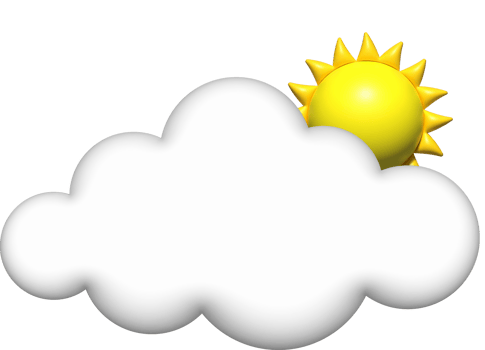 3d cloud with sun icon, cloud clip art png