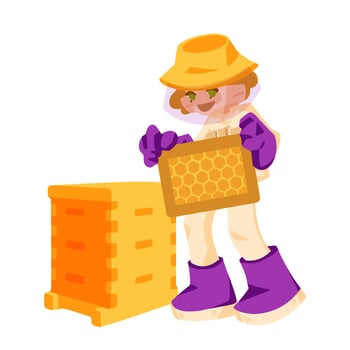 Beekeeper Inspecting Honeycomb Frame Illustration vector