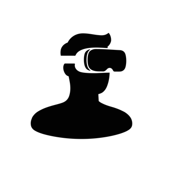 A silhouette of a person wearing virtual reality goggles cutouts png