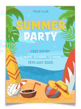 Summer Tropical Beach Party Invitation Poster. vector
