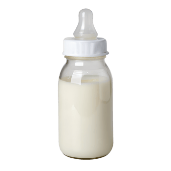Baby bottle filled with fresh milk, nurturing care and nutrition png