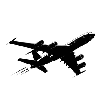Silhouette of a jet plane in flight vector