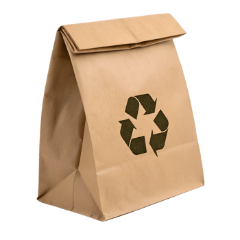Recyclable brown paper bag with eco symbol, minimalist zero waste packaging png