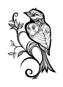 Totem , tattoo design bird. Black and white illustration of bird vector