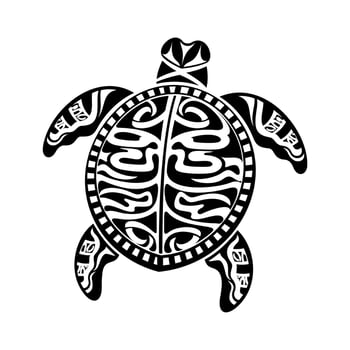 Graphic sea turtle. Tattoo design vector