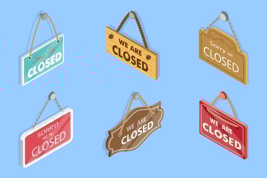 3D Isometric Flat Set of Signboards, Forbidden Entry Reminder vector