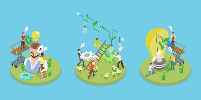 3D Isometric Flat Illustration of Effective Smart And Green Solutions, Sustainable Project Development vector