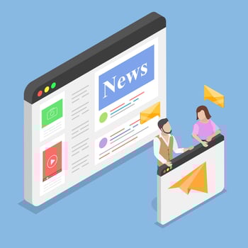 3D Isometric Flat Illustration of Email Marketing, Newsletter Subscription Banner vector