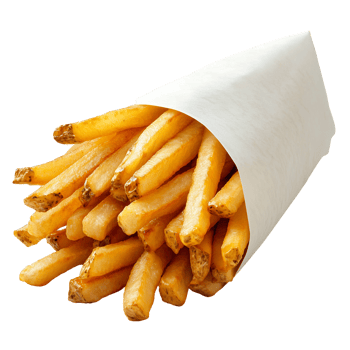 Crispy French Fries in Paper Cone on transparent background png