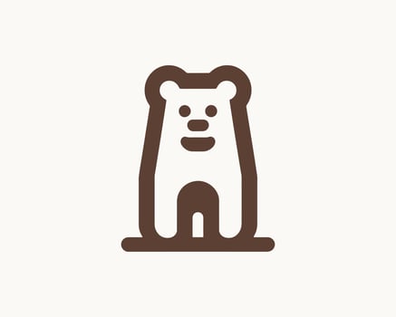 Bear logo icon in dark brown minimalist style vector