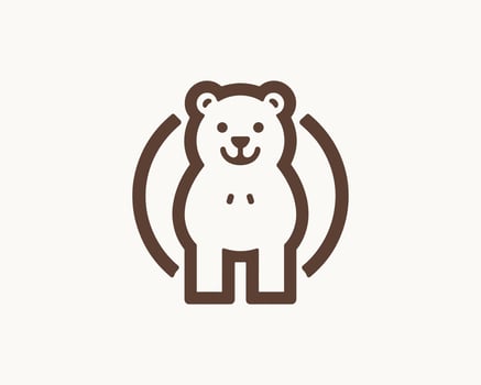 Bear logo icon with subtle flat design vector