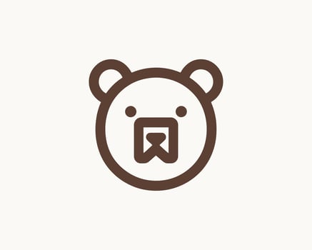 Bear logo icon in smooth dark brown color vector