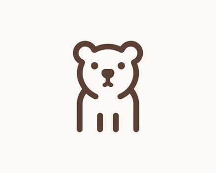 Bear logo icon in classic dark brown style vector