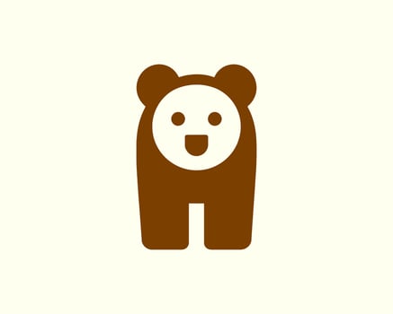 Bear logo icon with clean minimalist brown style perfect for branding vector