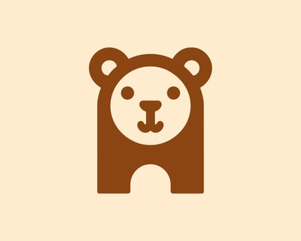 Bear logo icon with smooth brown flat design perfect for branding vector
