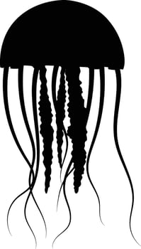 Hand drawn jellyfish silhouette illustration. Ocean animal silhouette. vector