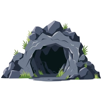 Prehistoric stone cave dwelling isolated illustration on white background vector