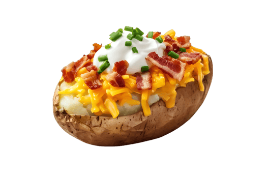 Loaded Baked Potato Bacon Cheese Sour Cream Chives, png