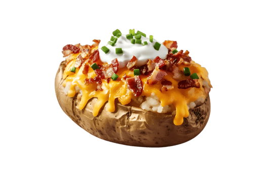 Loaded Baked Potato Bacon Cheese Sour Cream Yummy Food png
