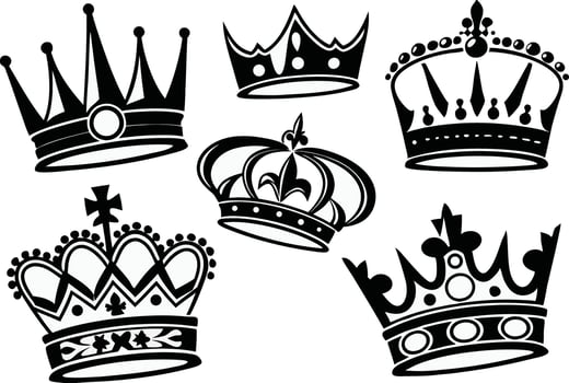 Hand Drawn Crown Clipart for Digital Art vector