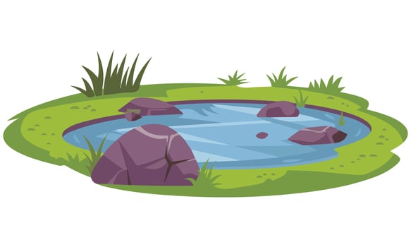 Serene outdoor pond with natural water features isolated illustration on white background vector