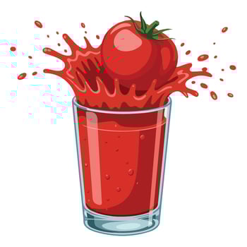 Vibrant red tomato juice splash effect isolated illustration on white background vector