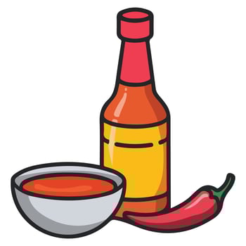Traditional red hot sauce for festive occasions isolated illustration on white background vector