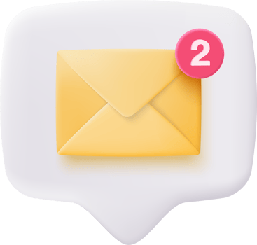 3d mail envelope icon with notification new message. Minimal email letter with paper read icon png