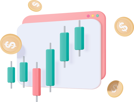 3D stock trading graph investment icon. sell and buy money and exchange with finance business png