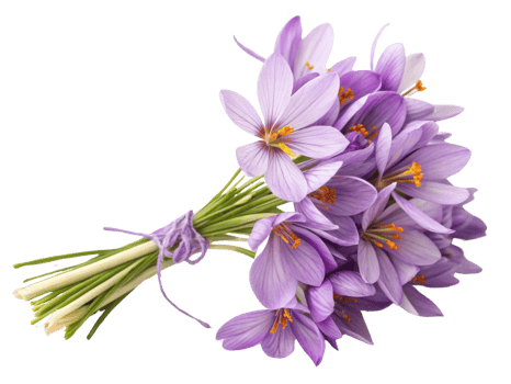 Saffron flowers bloom beautifully in vibrant bouquet showcasing their delicate petals and rich colors, perfect for any floral arrangement png