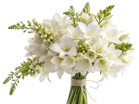 Beautiful bouquet of salvia and white flowers showcases delicate petals and lush greenery, perfect for any occasion png