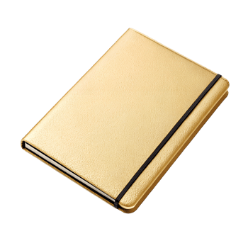 Elegant Gold Notebook Mockup Premium Leather Bound Journal for Luxury Branding and Stationery Designs Perfect for showcasing your brand identity or creative projects png