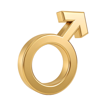 A 3d rendered golden male symbol isolated on a transparent background this image is perfect for representing masculinity gender identity or concepts related to men's health png