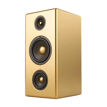 Elegant Gold Audio Speaker High Quality Sound System for Home or Studio Three Way Speaker Design for Superior Audio Experience png