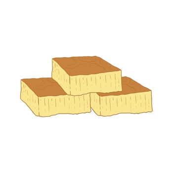 Wingko cake Indonesian traditional snack cartoon icon illustration vector