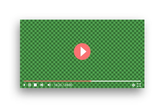 player template in red green colors. play, forward, pause, fullscreen, stop, volume, time, settings vector